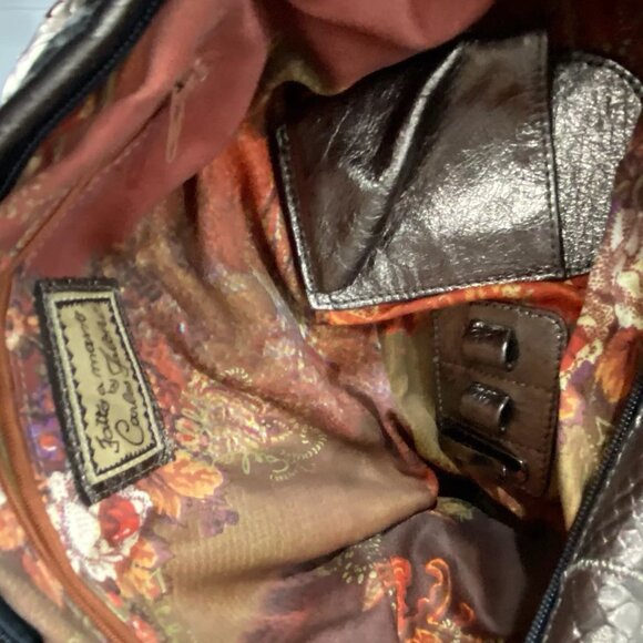 FATTO A MANO BY CARLOS FALCHI Python Snake Skin Bronze Metallic Shoulder Bag - Picture 11 of 11